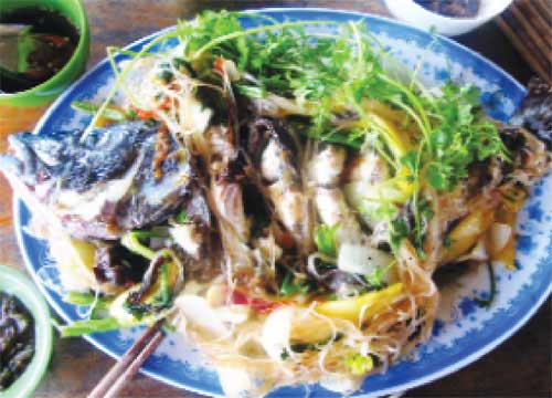 cá hồng hấp bún